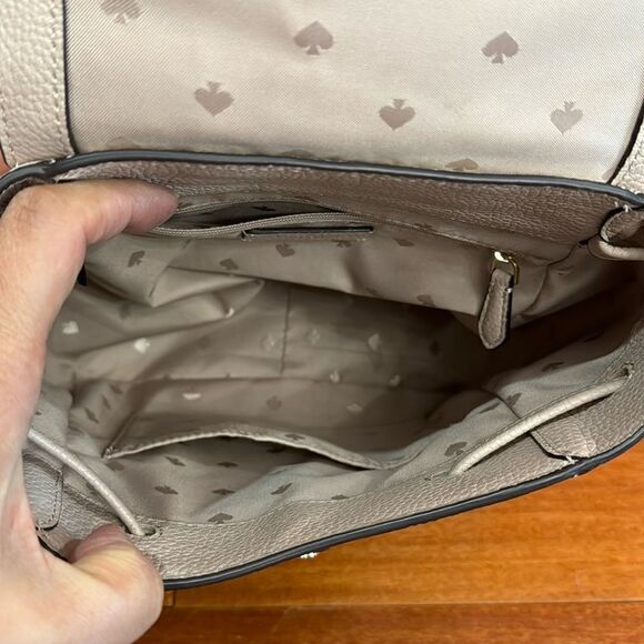 Kate Spade Leila Medium 2 Tones Pebbled Leather Backpack Drawstring Flap Closure - Picture 7 of 13